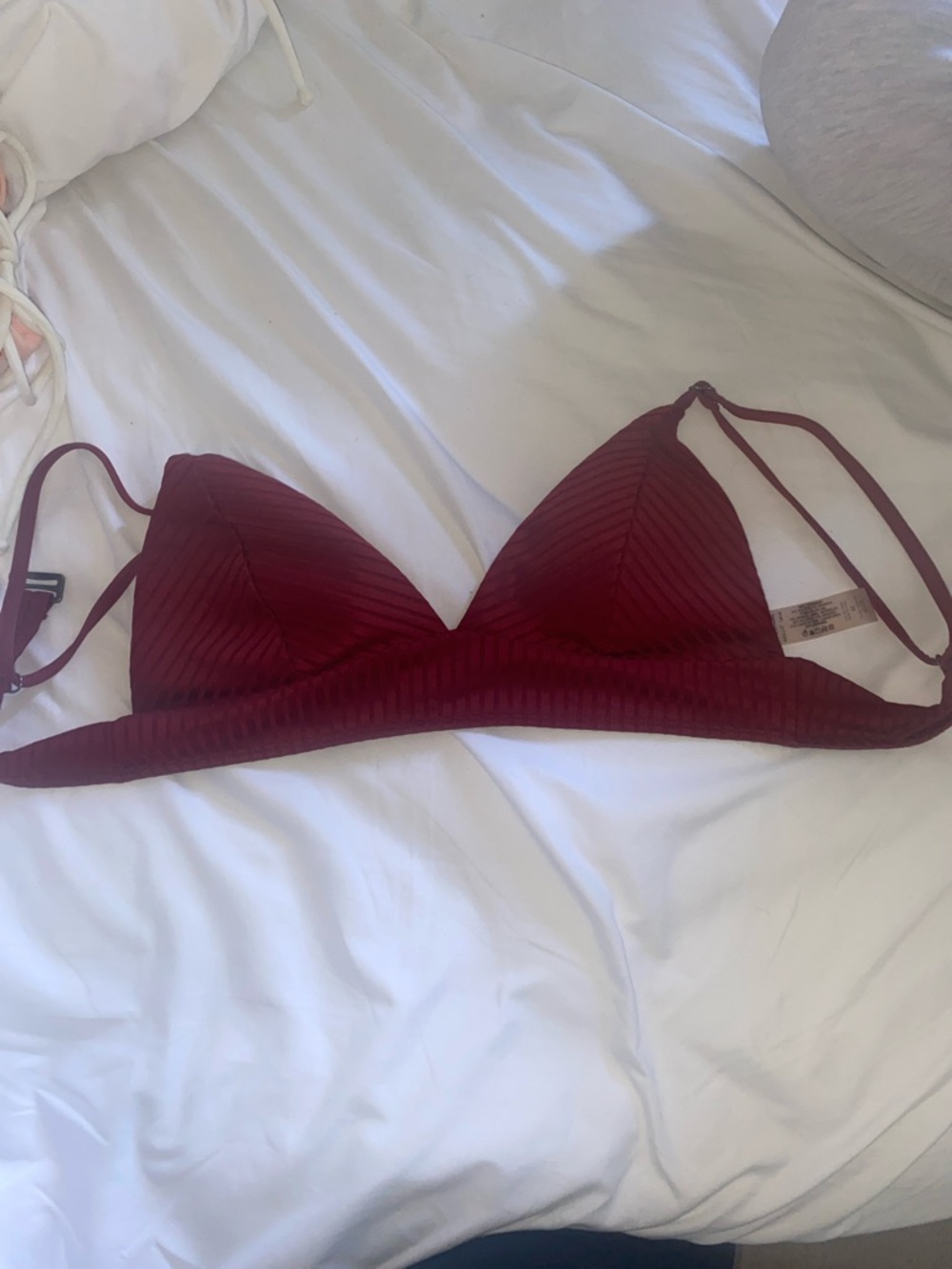 Garage Burgundy Ribbed Triangle Bathing Suit Top